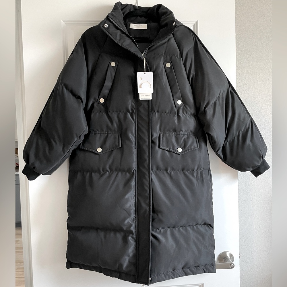 Long Hooded Puffer Parka Coat